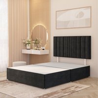 Arizona Plush Velvet Divan Bed Base with Drawers and 32" Headboard - Black / Small Single / 0