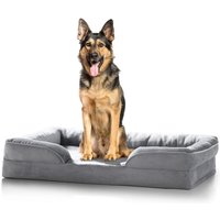 DreamEasy Orthopedic Pet Bed with Bolsters, Egg Crate Foam Washable Cover - Grey / Size 106x80x16cm