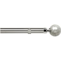 28mm Fixed Length Metal Eyelet Curtain Pole Set - Empire Finial - Chrome / 60cm