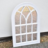 92x62cm White Rustic Vintage Window Style Wall Mirror - White