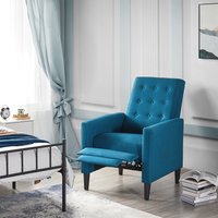 Modern Fabric Reclining Chair with Adjustable Back - Blue