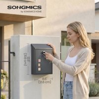 SONGMICS Grey 9 x 21.8 x 31.8 cm Wall Mounted Letterbox - Grey