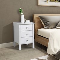 Modern Bedside Tables with 3 Drawers - White