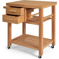 Rolling Bamboo Kitchen Island Cart - Brown