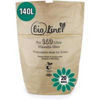 140L Paper Compostable Kerbside Caddy Liners - 60 Bags - 20 Bags / 20