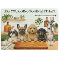 Curious Dogs Large Smooth Glass Worktop Protector - Kitchen Chopping Board - Multi