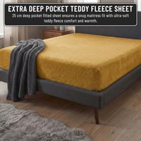 Smart Living Luxury Teddy Bear Fleece Fitted Sheet in Gold | Size: Single Fitted