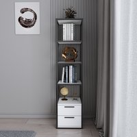 Robbins 4-Tier Bookshelf with Cabinets - White&Black