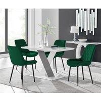 FurnitureboxUK, Monza White High Gloss Dining Table 4 Pesaro Black Leg Chairs - Green FurnitureboxUK, Monza White High Gloss Dining Table 4 Pesaro Black Leg Chairs - Green
