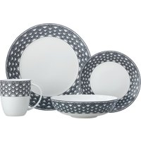 Maxwell Williams, Maxwell Williams Harlequin Coupe 16 Piece Black Edged Dinner Set - White Maxwell Williams, Maxwell Williams Harlequin Coupe 16 Piece Black Edged Dinner Set - White