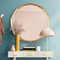 Green Decore, Green Decore Zenith Organic Circular Brass Wall Mirror With Pink Glass Metal Frame Brass 91Cm Round Green Decore, Green Decore Zenith Organic Circular Brass Wall Mirror With Pink Glass Metal Frame Brass 91Cm Round