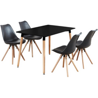 Sophie Halo Dining Set Includes a Table and 4 Chairs - Black