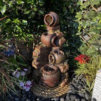 Compact Moroccan Pots Traditional Solar Water Feature - Grey