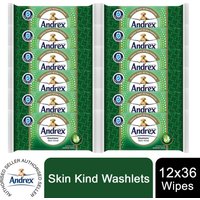 Andrex Washlets Skin Kind Moist Flushable Toilet Wipes with Prebiotic Lotion - Biodegradable / 12x36