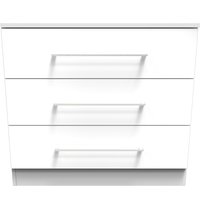 , Worcester Ready Assembled 3 Drawer Chest - White Gloss & White , Worcester Ready Assembled 3 Drawer Chest - White Gloss & White