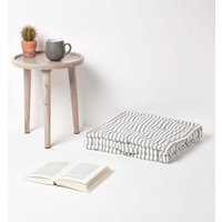 Homescapes Cotton Thin Stripe Floor Cushion - Light Grey / 8cm