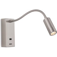 Clifton LED Flexi Wall Reading Light USB Brushed Steel - Brushed Steel