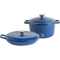 2pc Cast Iron Casserole Dish Set - 2.3L and 4.68L - Midnight Blue