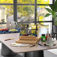 Vinsetto Wooden Table Easel Box with Storage Portable Folding Artist Easel - Natural