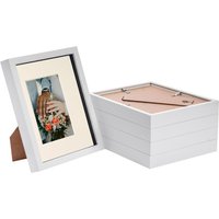 3D Box Photo Frames - 8x10" with 4x6" Mount - Pack of 5 - White/Ivory
