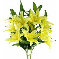 Pack of 6 x Large Lily Stem - 18 Flowers - Yellow Lily