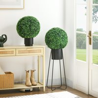 HOMCOM Set of 2 Artificial Topiary Balls Hanging - Green