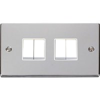 Polished Chrome 10A 4 Gang 2 Way Light Switch - White