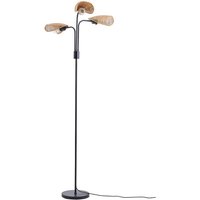 Floor Lamp with 3 Lights and Paper Rope String-Wrapped Lampshade - Black