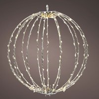 Metal Christmas Ball Frame Light LED Sphere Ball Warm White 38cm - Silver