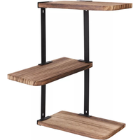 3 Tier Wall Mounted Floating Corner Shelf Rustic - Brown