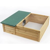 Tortoise Small Pet Wooden House with Run - Light Brown