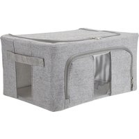 100L Baskets Fabric Storage Box with Metal Frame and Windows - Grey