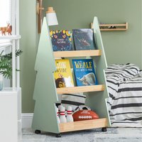 Tree Shaped 3 Tiers Bookcase Bookshelf Green - Green