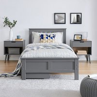 Azure Modern Solid Pine Grey Bed - Grey / Single / Bed Frame and Mattress