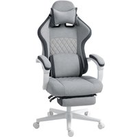 HOMCOM Ergonomic High Back PC Gaming Chair with Footrest - Grey