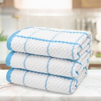 Set of 3 Checkered Tea Towels - Blue