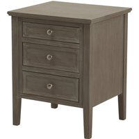 Three Drawer Bedside Table - Brown