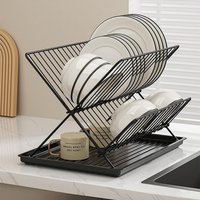 Lifeideas 2 Tier Foldable Countertop Dish Drying Rack - Black