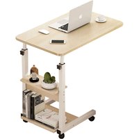 Height Adjustable Mobile Overbed Desk - Original Wood + White