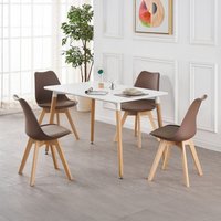 Lorenzo Halo Dining Set with a Table and Chairs Set of 4 - Brown