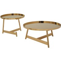 Alvaro Gold Set Of 2 Round Coffee Tables - Gold