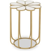 Rabia Petal Side Table With Mirrored Top - White