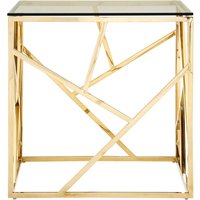 Allure Champagne Gold Geometric End Table - Gold