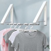 Wall Mounted Foldable Clothing Hanger - White