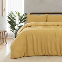 Chunky Waffle Duvet Cover Set Mustard - Mustard / Single
