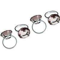 Set Of Four Smoke Grey Diamante Napkin Rings - Grey