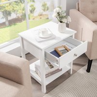 2 Pcs Bedside Tables Bedroom Nightstands - White