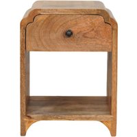 Solid Wood Newton Mini Oak-ish Nightstand with a drawer and open shelf - Brown