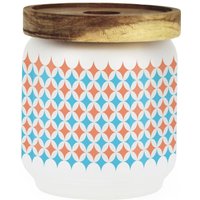 Blue & Orange Geometric Small Glass Storage Jar - Blue