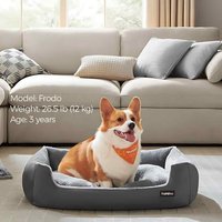 Pet Sofa Bed, Reversible Cushion, Raised Bolsters - Slate Grey, Dove Grey